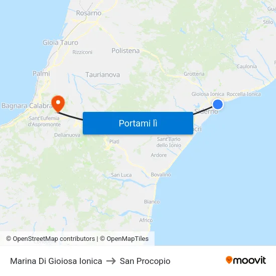 Marina Di Gioiosa Ionica to San Procopio map