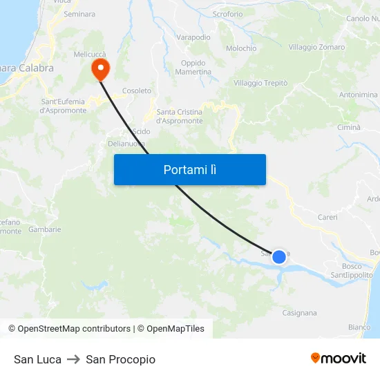 San Luca to San Procopio map