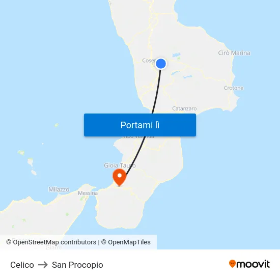 Celico to San Procopio map