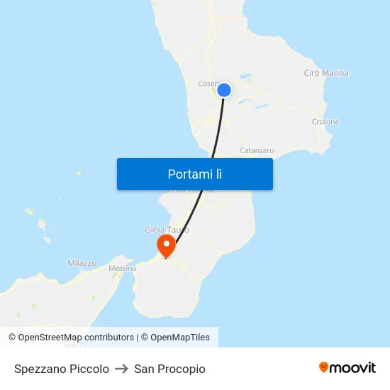 Spezzano Piccolo to San Procopio map