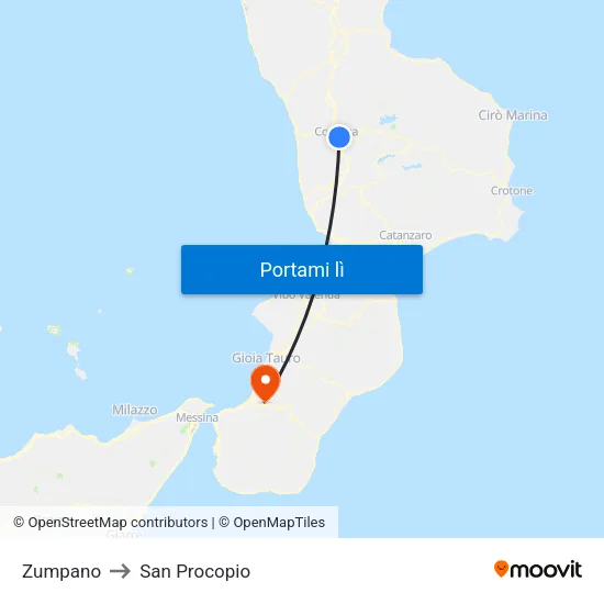Zumpano to San Procopio map