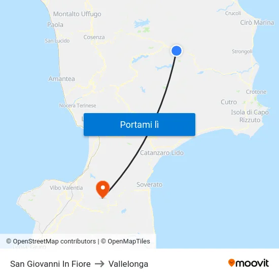 San Giovanni In Fiore to Vallelonga map