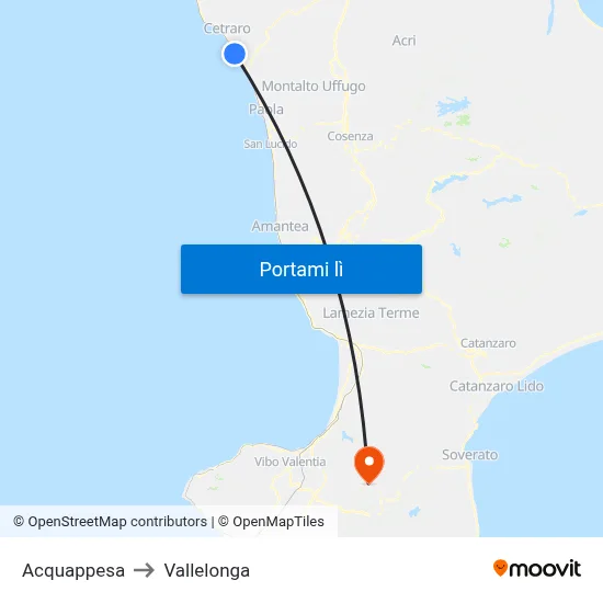 Acquappesa to Vallelonga map