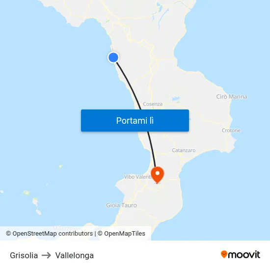 Grisolia to Vallelonga map