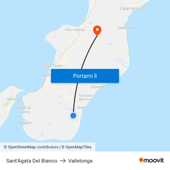 Sant'Agata Del Bianco to Vallelonga map