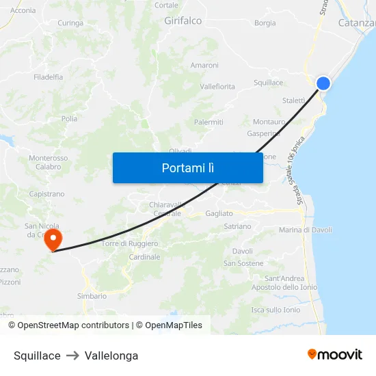 Squillace to Vallelonga map