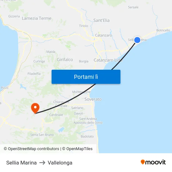 Sellia Marina to Vallelonga map