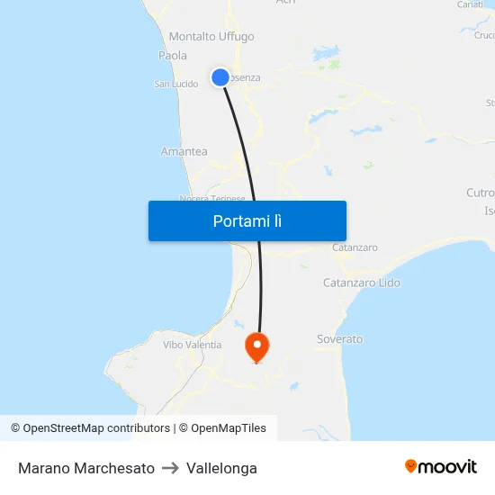 Marano Marchesato to Vallelonga map