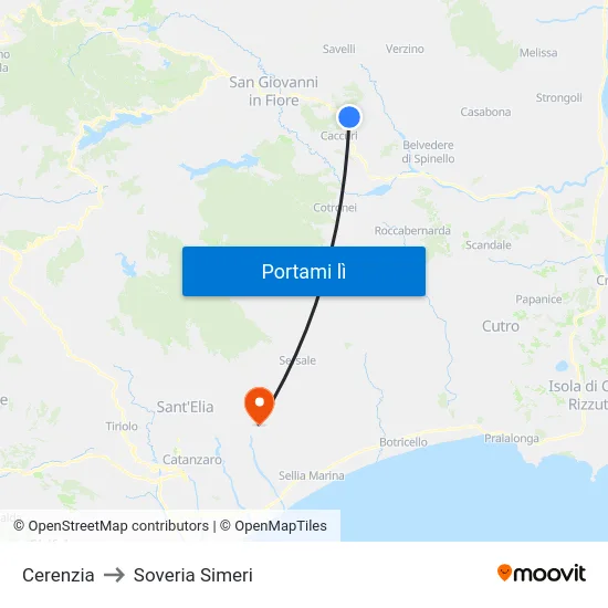 Cerenzia to Soveria Simeri map