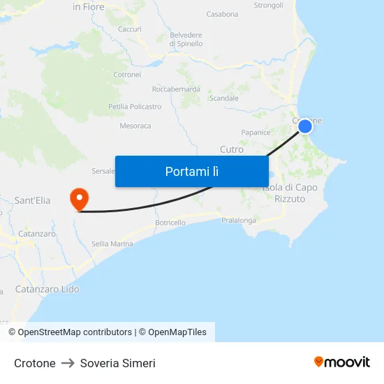 Crotone to Soveria Simeri map