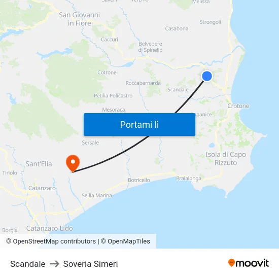 Scandale to Soveria Simeri map