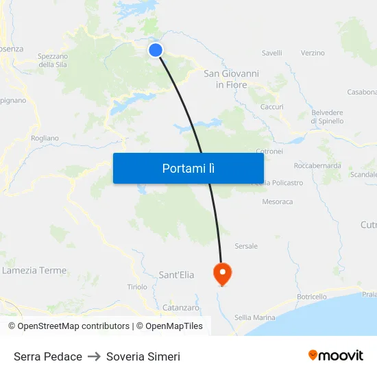 Serra Pedace to Soveria Simeri map