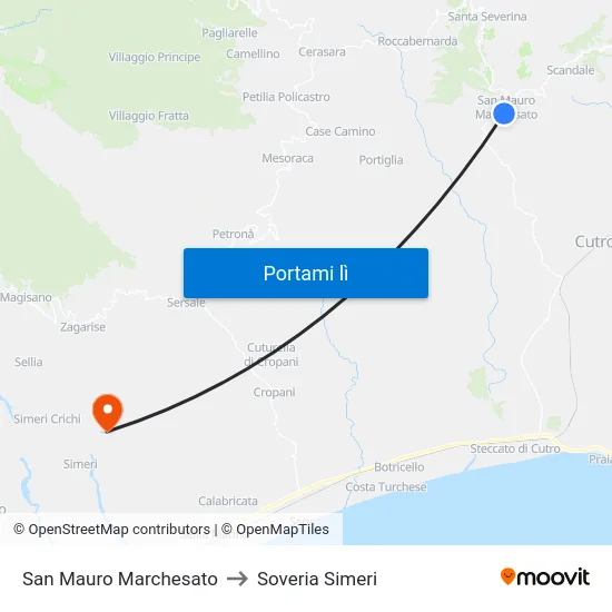 San Mauro Marchesato to Soveria Simeri map