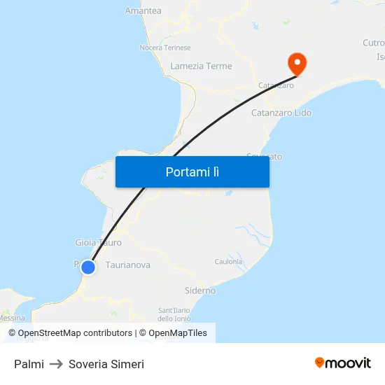 Palmi to Soveria Simeri map