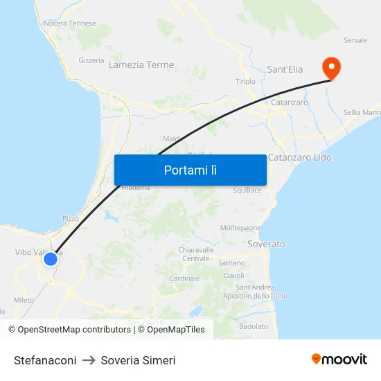 Stefanaconi to Soveria Simeri map