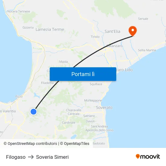 Filogaso to Soveria Simeri map