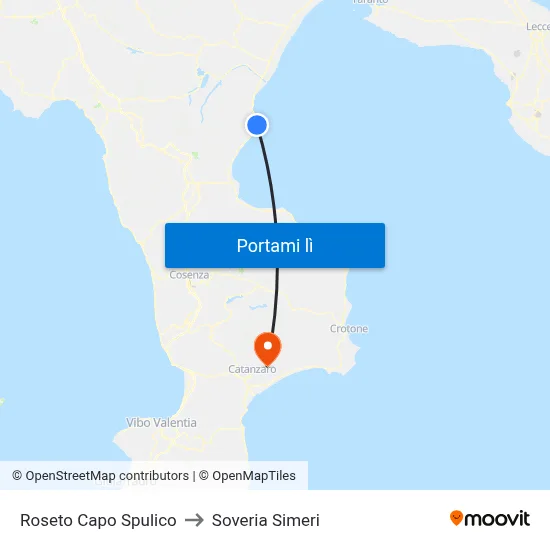 Roseto Capo Spulico to Soveria Simeri map