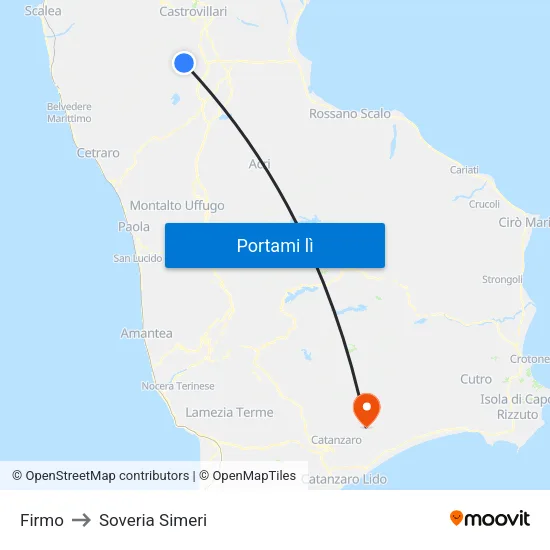 Firmo to Soveria Simeri map