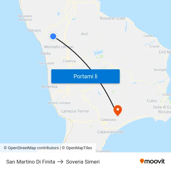 San Martino Di Finita to Soveria Simeri map