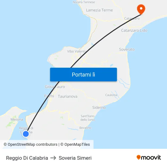 Reggio Di Calabria to Soveria Simeri map