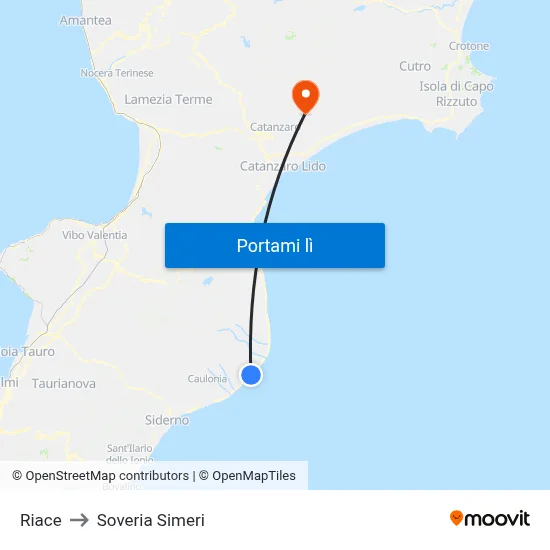 Riace to Soveria Simeri map