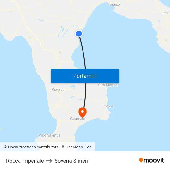 Rocca Imperiale to Soveria Simeri map