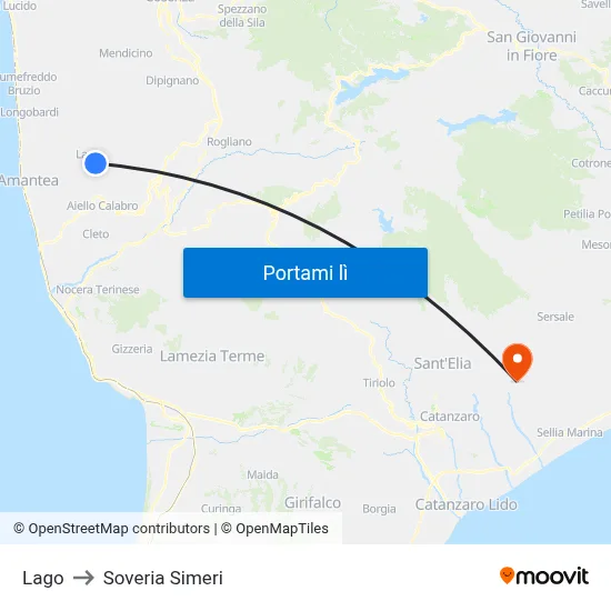 Lago to Soveria Simeri map