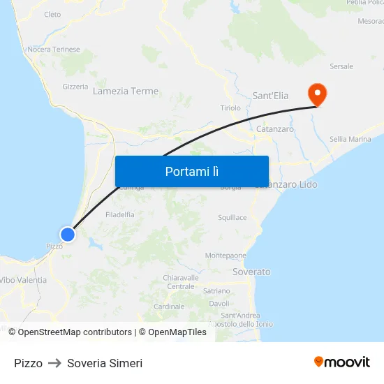 Pizzo to Soveria Simeri map