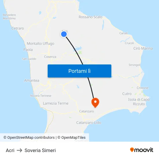 Acri to Soveria Simeri map