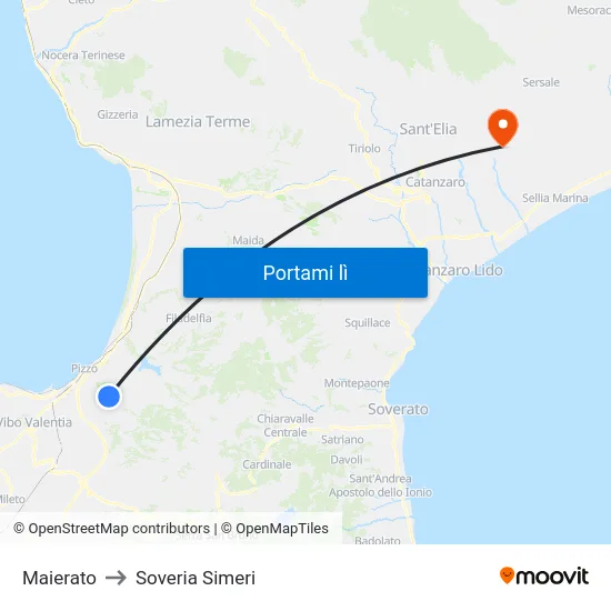 Maierato to Soveria Simeri map