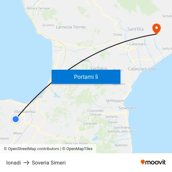 Ionadi to Soveria Simeri map