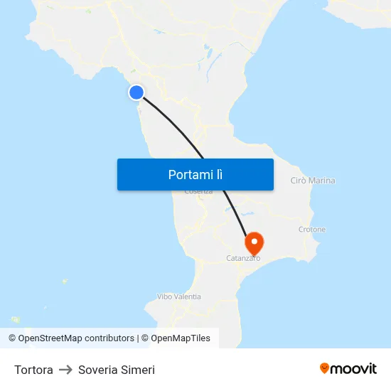 Tortora to Soveria Simeri map