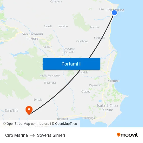 Cirò Marina to Soveria Simeri map