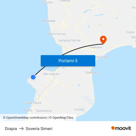 Drapia to Soveria Simeri map