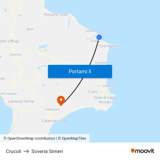 Crucoli to Soveria Simeri map