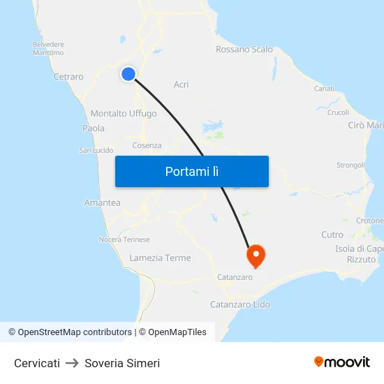 Cervicati to Soveria Simeri map