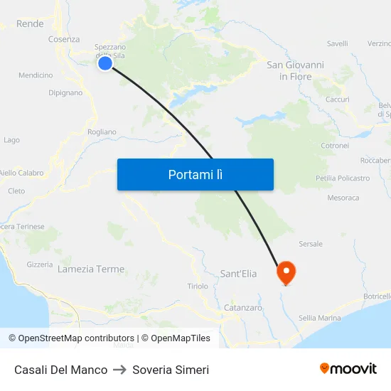 Casali Del Manco to Soveria Simeri map