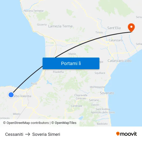 Cessaniti to Soveria Simeri map