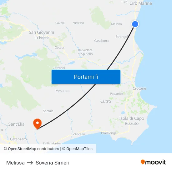 Melissa to Soveria Simeri map