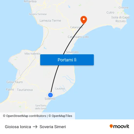 Gioiosa Ionica to Soveria Simeri map