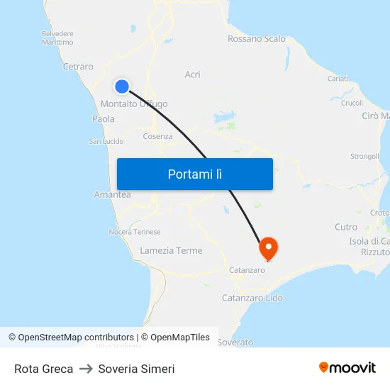 Rota Greca to Soveria Simeri map