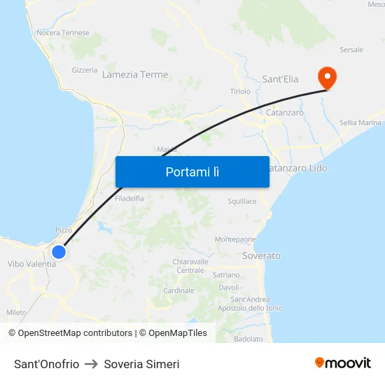 Sant'Onofrio to Soveria Simeri map