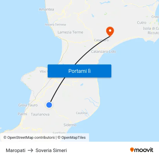 Maropati to Soveria Simeri map