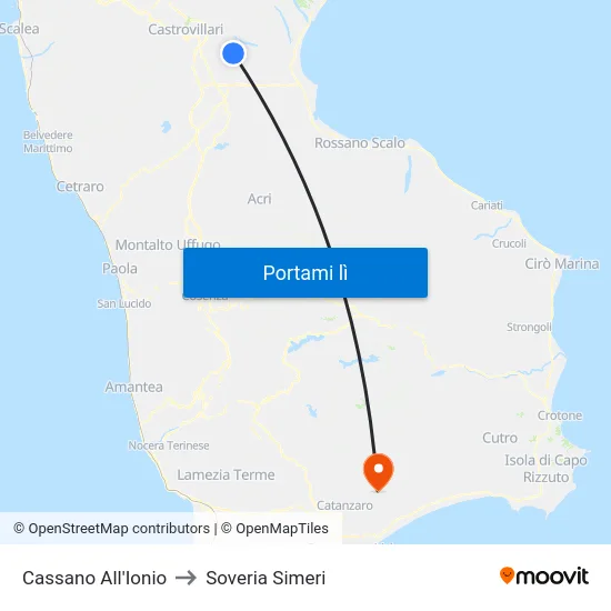 Cassano All'Ionio to Soveria Simeri map
