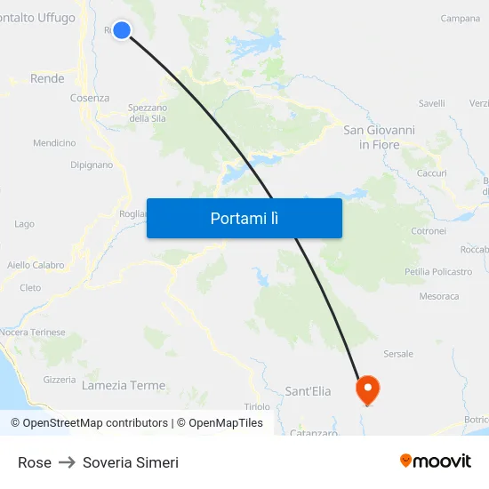 Rose to Soveria Simeri map