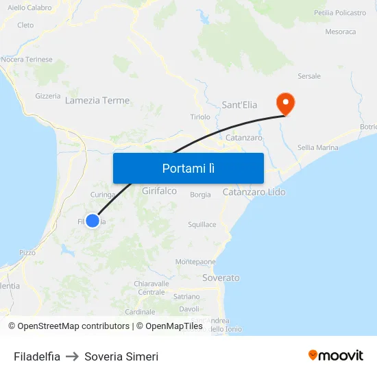 Filadelfia to Soveria Simeri map
