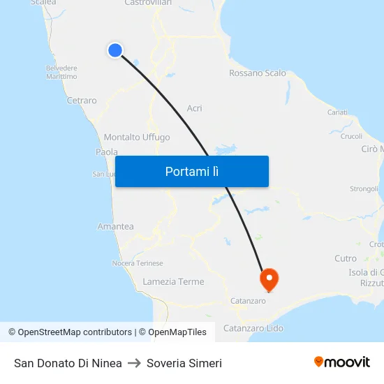 San Donato Di Ninea to Soveria Simeri map