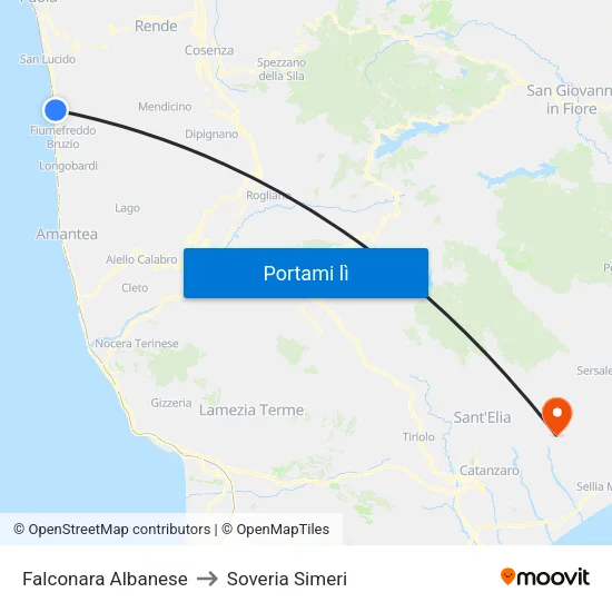 Falconara Albanese to Soveria Simeri map