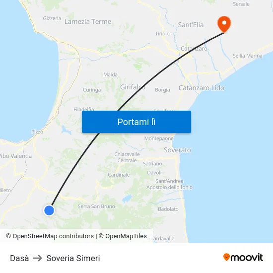 Dasà to Soveria Simeri map
