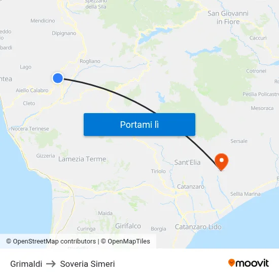 Grimaldi to Soveria Simeri map
